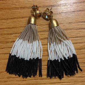 J.Crew Colorblock Beaded Tassel Earrings
